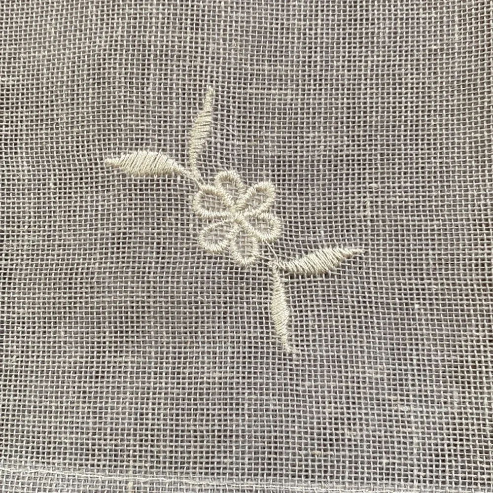 Gray and ivory embroidered Tablecloth & 4 napkins set from France NWOT